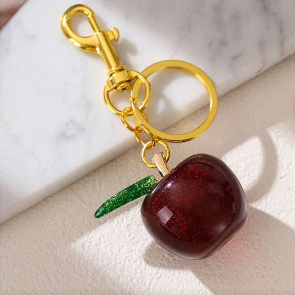 New Red Glitter Apple Keychain/Bag charm - Picture 3 of 5